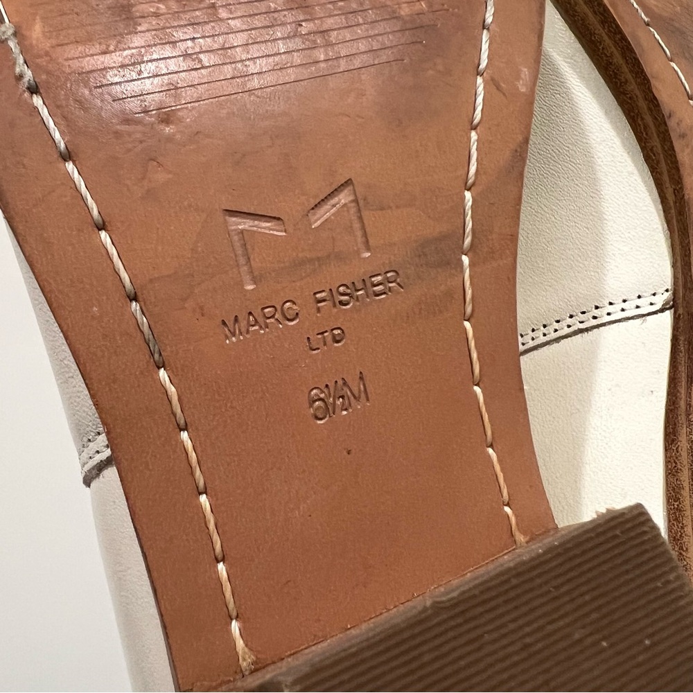 Marc Fisher off-white Genuine Leather Ankle Boots size 6.5 western southwestern - Picture 9 of 17